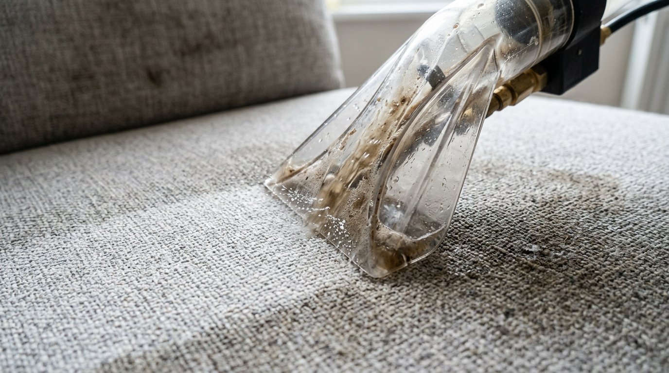 Clear carpet and stain extraction wand lifting liquid